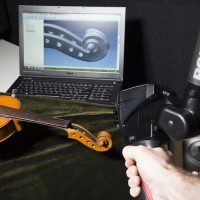 scansione laser di un violino e modellazione 3d del riccio